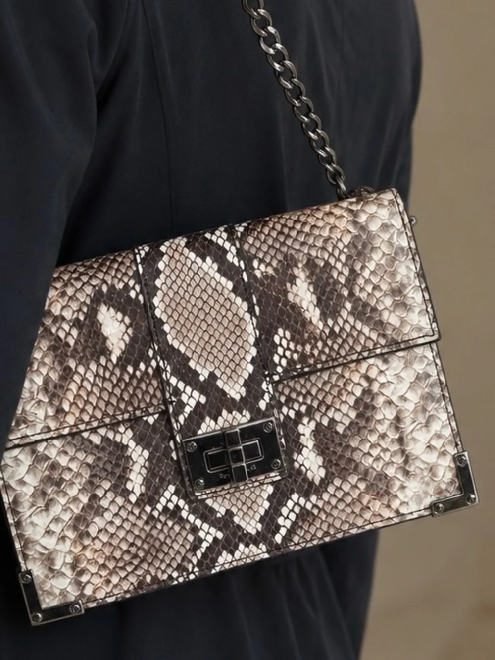 THE KOOPLES Emily Python Embossed Calf Leather Pouch Bag NWT MSRP $300